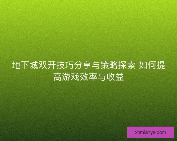 地下城双开技巧分享与策略探索 如何提高游戏效率与收益